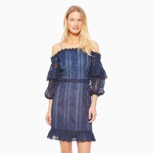 Parker Irma Cold-shoulder Lace Dress in Night ( Navy Blue)